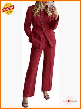 Two Piece Blazer Set Wide Leg Pant Suit Office Work Outfit